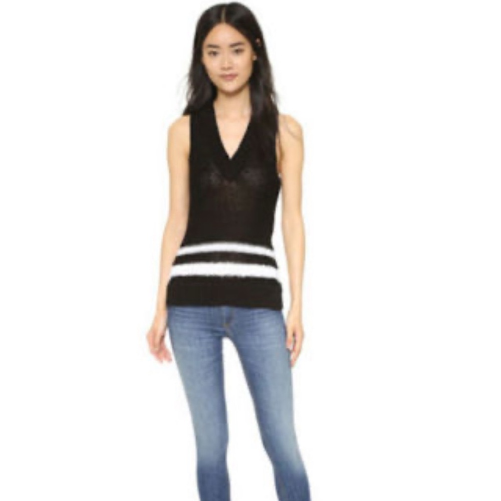 Rag & Bone Dina black and white striped cotton-blend knit sweater vest